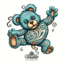 blue teddy bear tattoo design idea