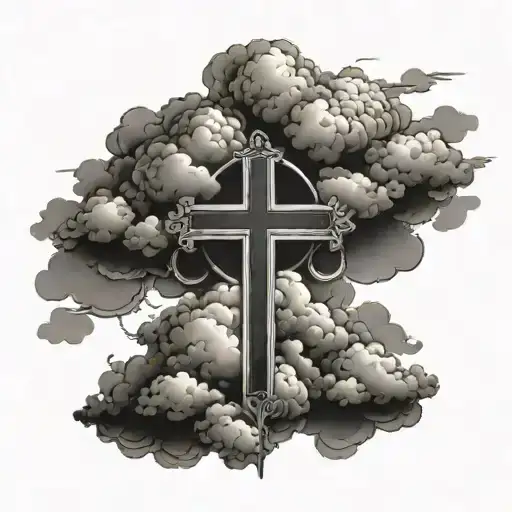 clouds and a cross tattoo design idea