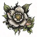 flower busting through dirt tattoo design idea