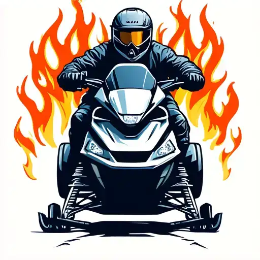 snowmobile design with flames tattoo design idea
