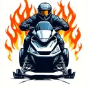 snowmobile design with flames tattoo design idea