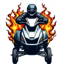snowmobile design with flames tattoo design idea