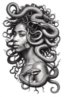 African american medusa with snakes coming out of afro  tattoo design idea