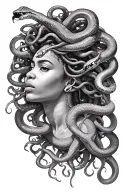 African american medusa with snakes coming out of afro  tattoo design idea