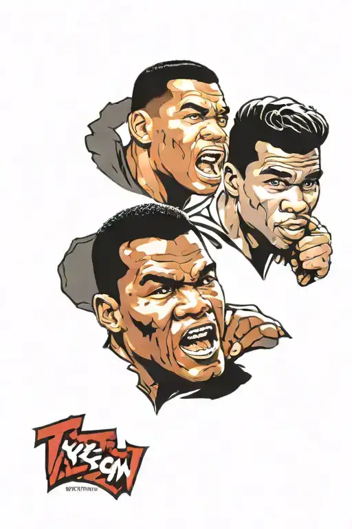 half mike tyson half Muhammad Ali tattoo design idea