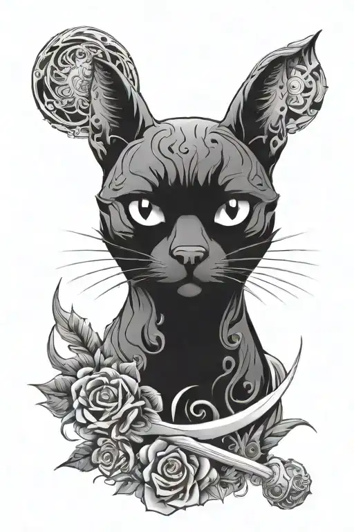 cool cat tattoo design idea