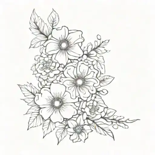 flowers and quote written tattoo design idea