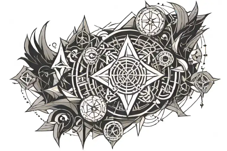 abjuration magic runes engraved arcane tattoo design idea