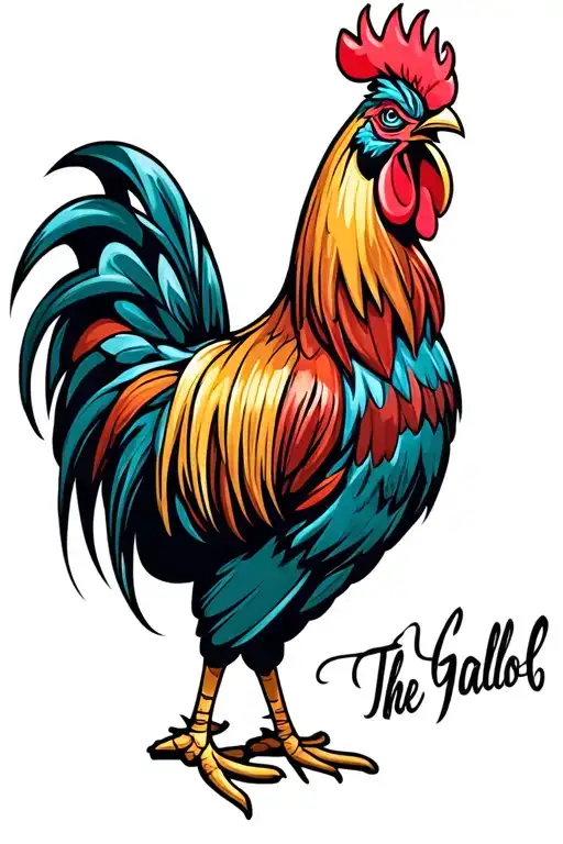 "The male rooster" "The Macho Gallo" A Smiling Bandy Rooster Struts tattoo design idea