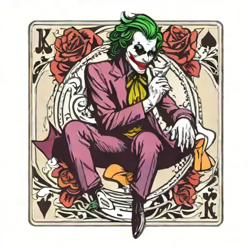joker playing card tattoo design idea
