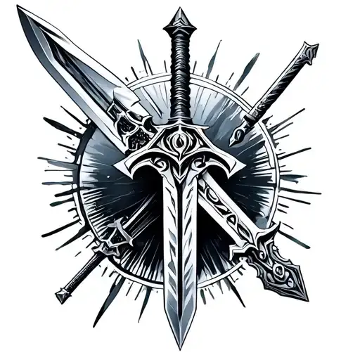 buster sword, master sword and keyblade tattoo design idea