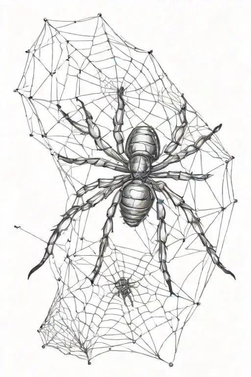 black widow spider with moth shaped spider web tattoo design idea