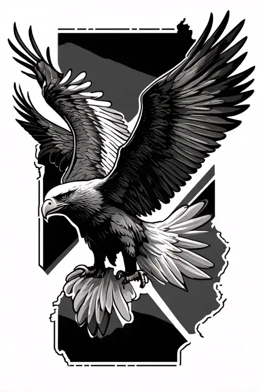punjab map gun and eagle flying tattoo design idea