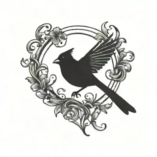 cardinal flying silhouette tattoo design idea