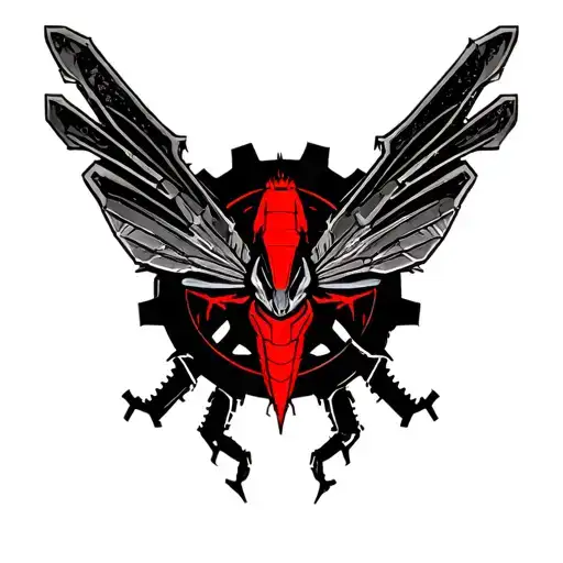 Gears of War Crimson Omen symbol crossed with a Locust symbol tattoo design idea