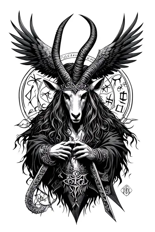 arcangel uriel with capricorn zodiac sign tattoo design idea