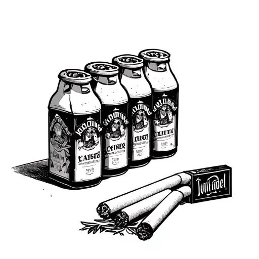 6 pack of beer and pack of cigarettes next to it tattoo design idea