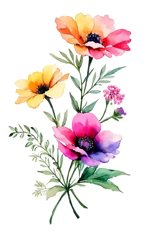 birth month flowers for January and september birth flower tattoo design idea
