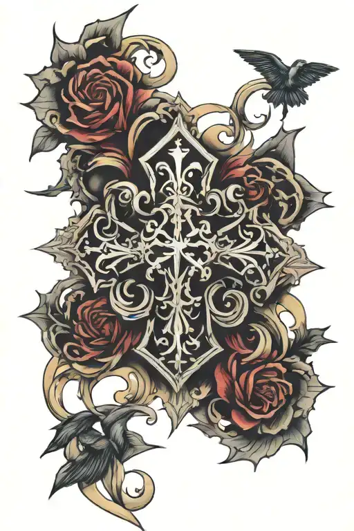 Gothic cross tattoo design idea