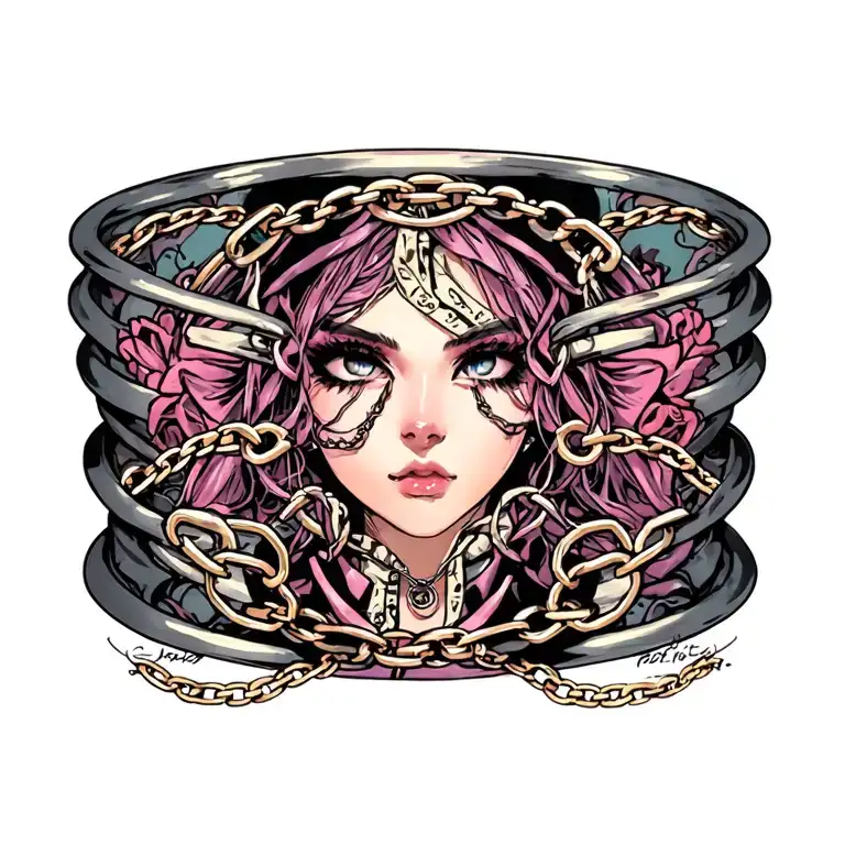 "sissy" "gag" "bondage" "chains" tattoo design idea