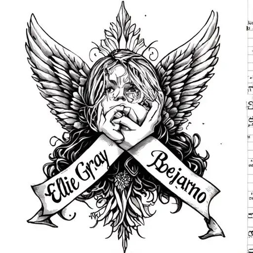 "Ellie Gray Bejarano" "Ellie Gray Bejarano" Angle Banner tattoo design idea