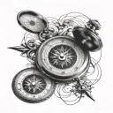 compass pocket watch explosion tattoo design idea