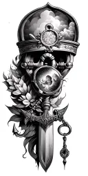 anchor and magnifying glass tattoo design idea