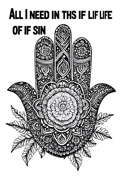 "All I need in this life of sin" marriage 222 hamsa incorporated tattoo design idea