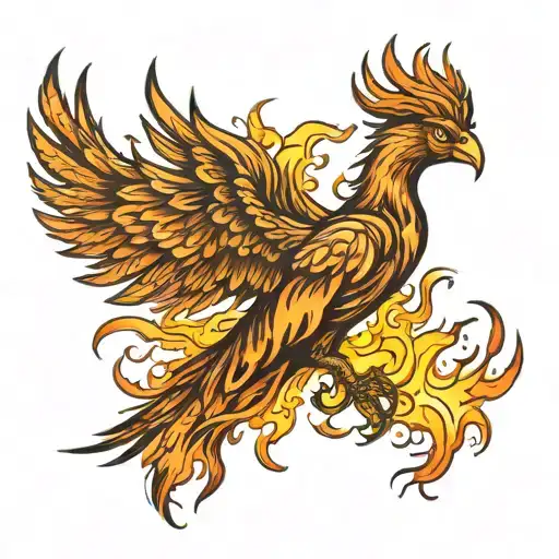 Phoenix rising Phoenix rising from flames symbolizing tattoo design idea