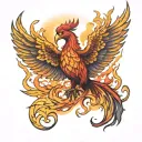 Phoenix rising Phoenix rising from flames symbolizing tattoo design idea