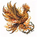 Phoenix rising Phoenix rising from flames symbolizing tattoo design idea