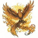 Phoenix rising Phoenix rising from flames symbolizing tattoo design idea