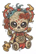 voodoo doll evil tattoo design idea