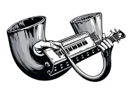 Meth Pipe And Playing Blues harmonica tattoo design idea