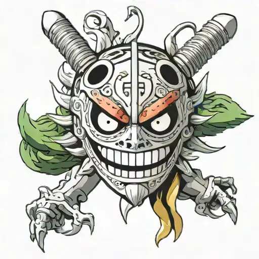sogeking's mask from one piece anime tattoo design idea