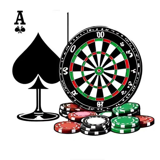 ace cards poker chips dart board cigar brandy glass tattoo design idea