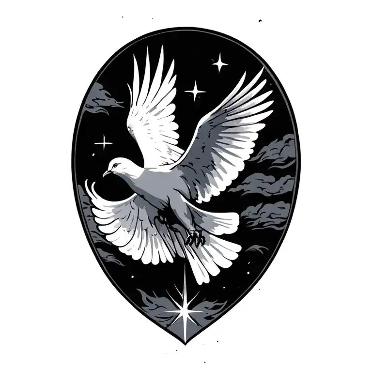 holy spirit as a dove flying tattoo design idea