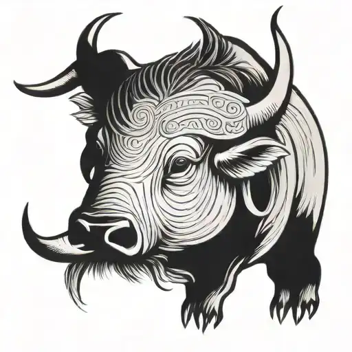 Vietnamese water buffalo tattoo design idea
