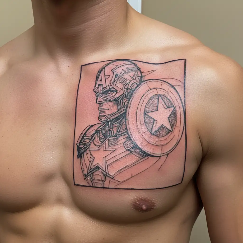 Capitan America Marvel superhero tattoo design idea