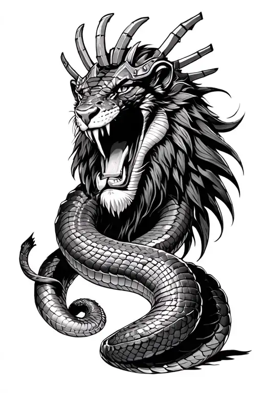 Angry cobra King is that represents warrior tribe and my Bulgarian Greek and Assyrian ancestors maybe a lion next to it  tattoo design idea