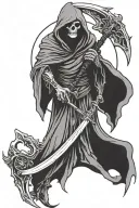 faceless grim reaper with wings holding scythe  tattoo design idea