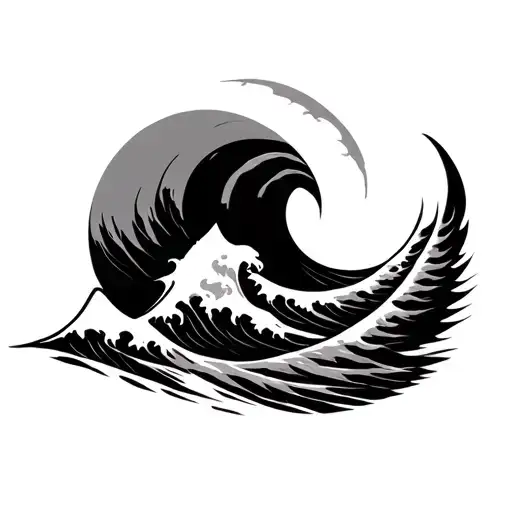three waves sun tattoo design idea