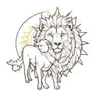 The combination of the lion, the sun, and the wolf in sheep's clothing tattoo design idea