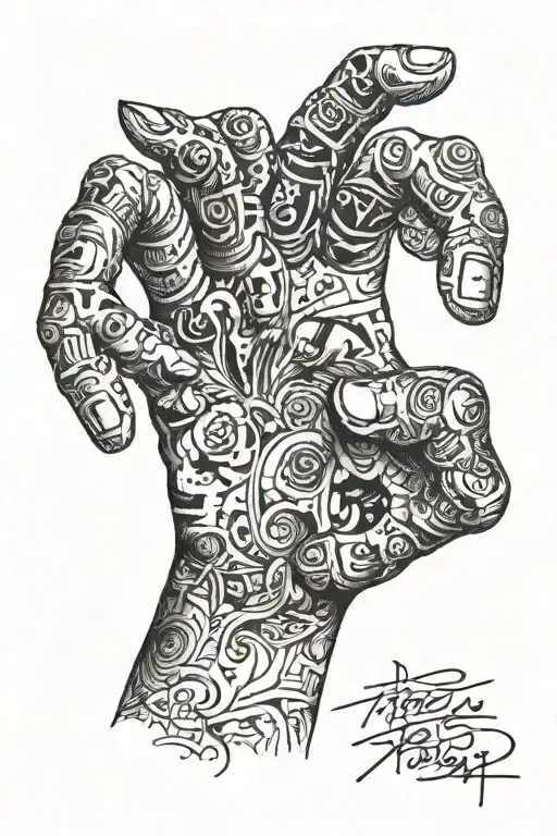 2006 on fingers, writing to go on the top of hand  and random masculine stuff around tattoo design idea