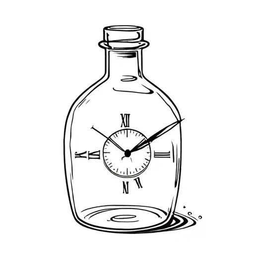 time in a bottle tattoo design idea