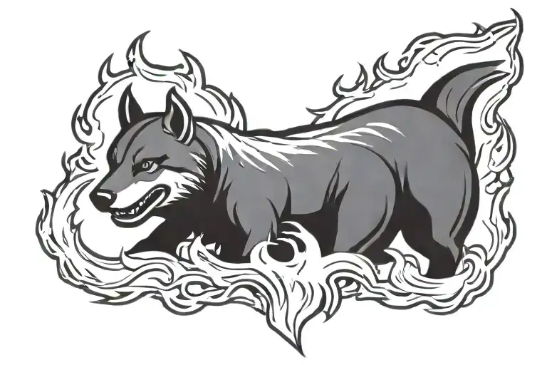 BBQ fire coming tattoo design idea