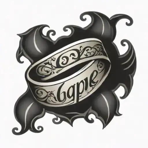 wedding band tattoo with word "agape" tattoo design idea