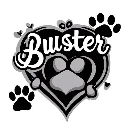 "Buster" heart and paw print tattoo design idea