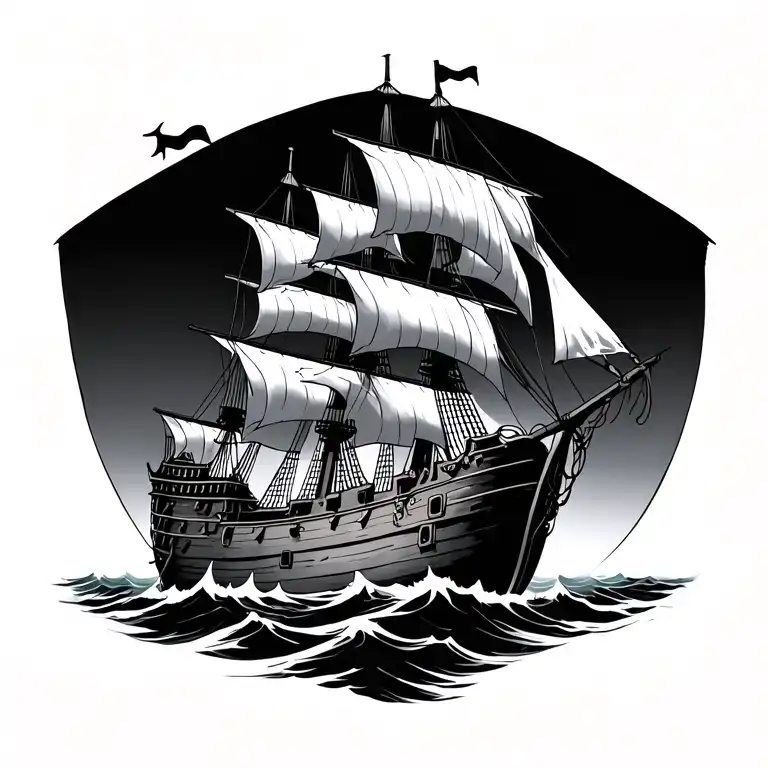 galleon pirate ship tattoo design idea