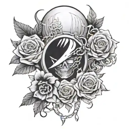 the flowers from Tokyo ghoul with the chain from hunter X hunter tattoo design idea